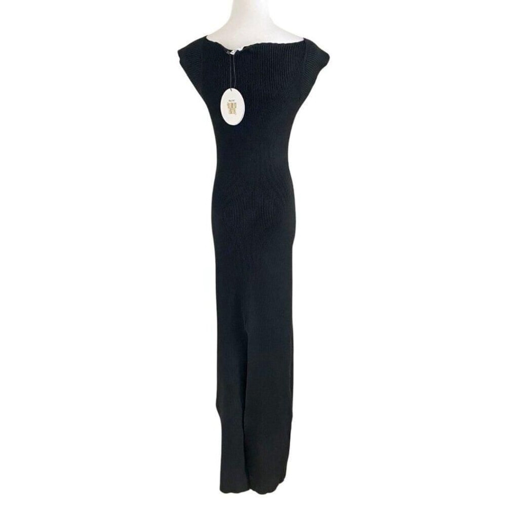 NWT PRINCESS POLLY EARTH CLUB LARISSA BLACK RIBBED KNIT MAXI DRESS - 12 - Picture 4 of 10